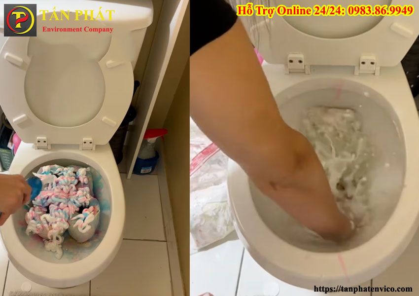 cách thông tắc bồn cầu bị tắc giấy vệ sinh