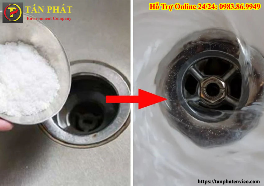 cách thông tắc cống bằng muối