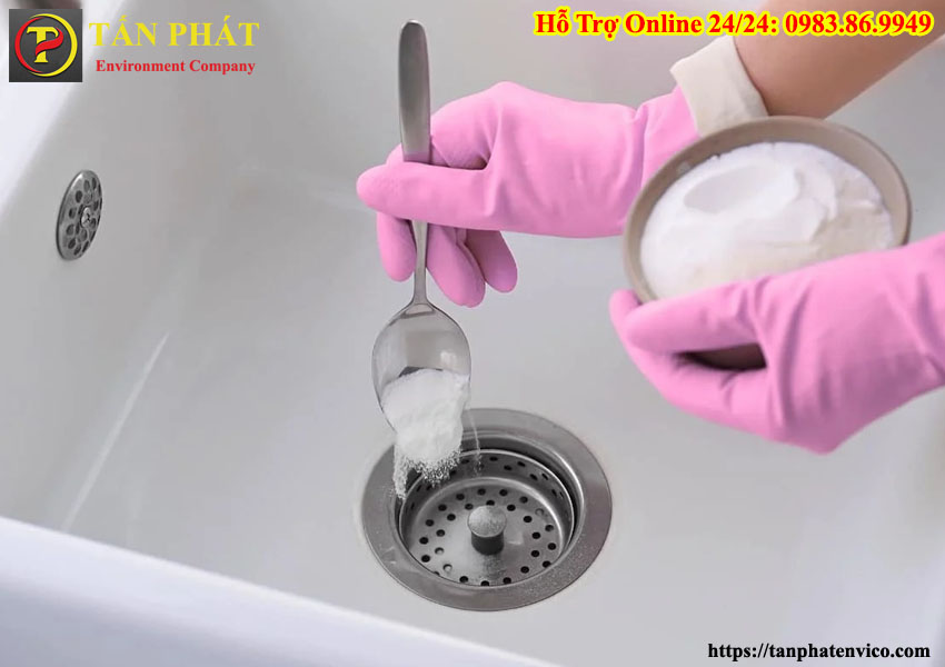 cách thông tắc bồn rửa bát bằng banking soda và giấm