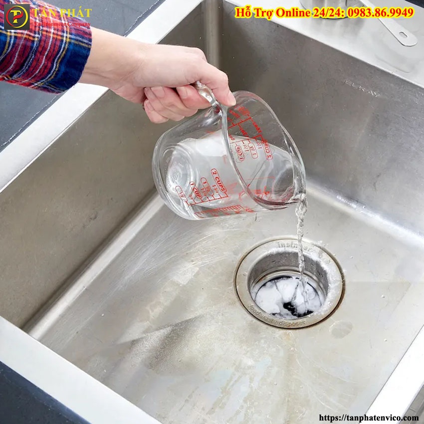 cách thông tắc cống chậu rửa bát bằng banking soda và giấm