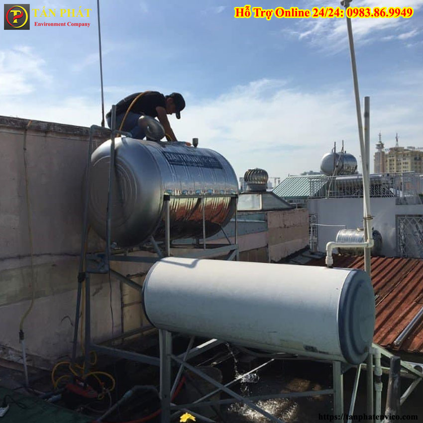 Thau rửa bồn nước inox tại Hoài đức