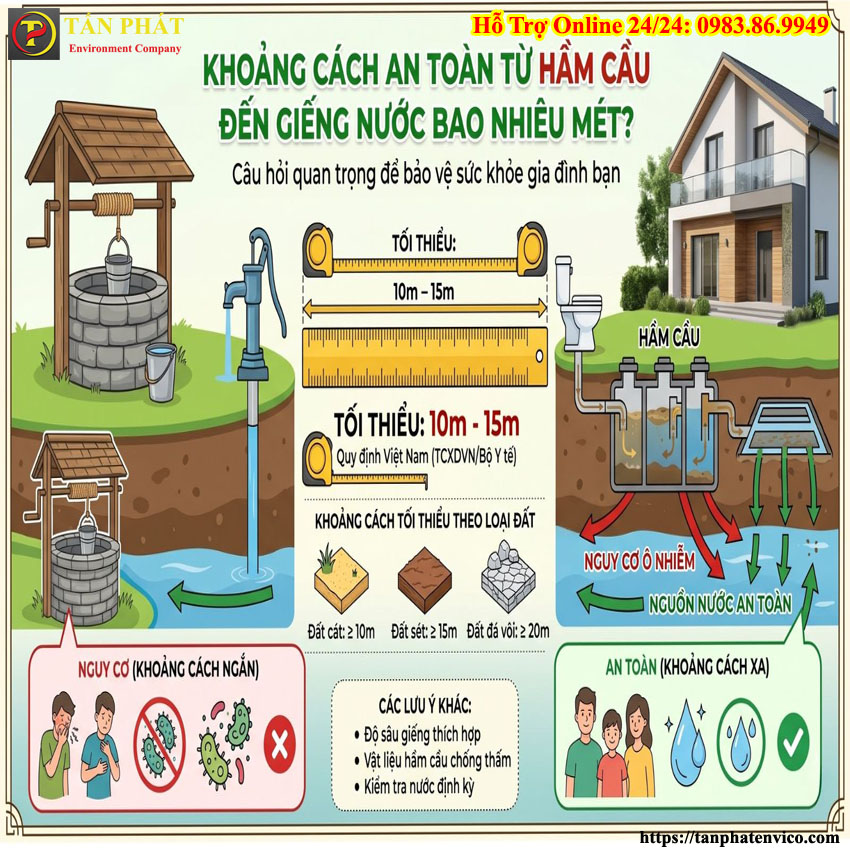 khoảng cách từ hầm cầu đến giếng nước