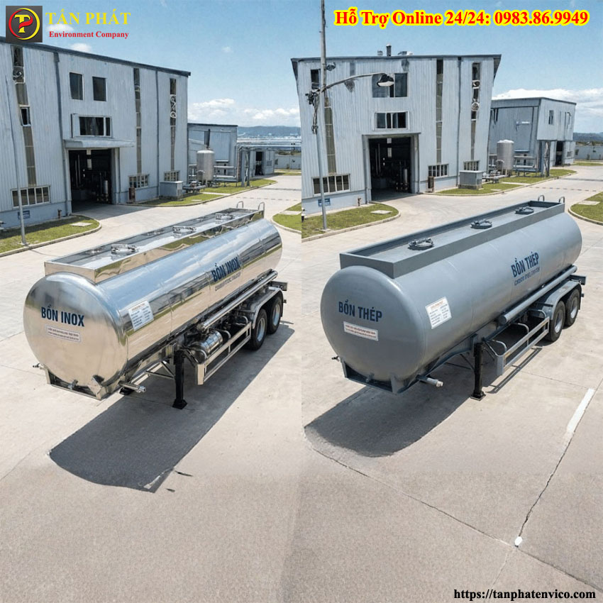 xe hút bồn thép và inox