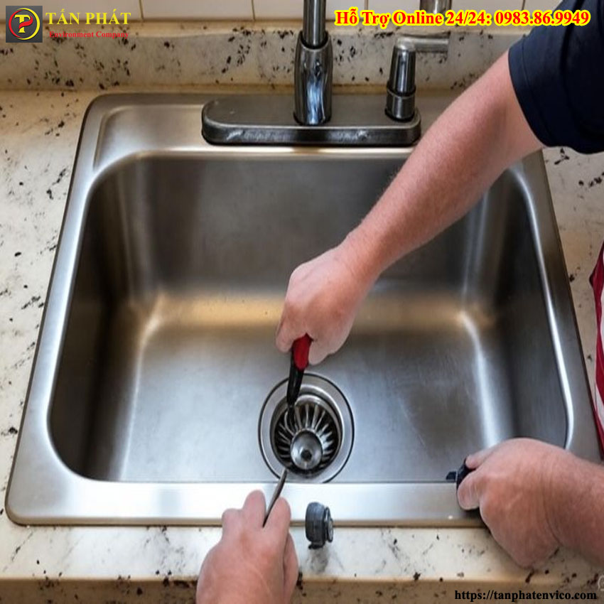 cố định chậu rửa bát